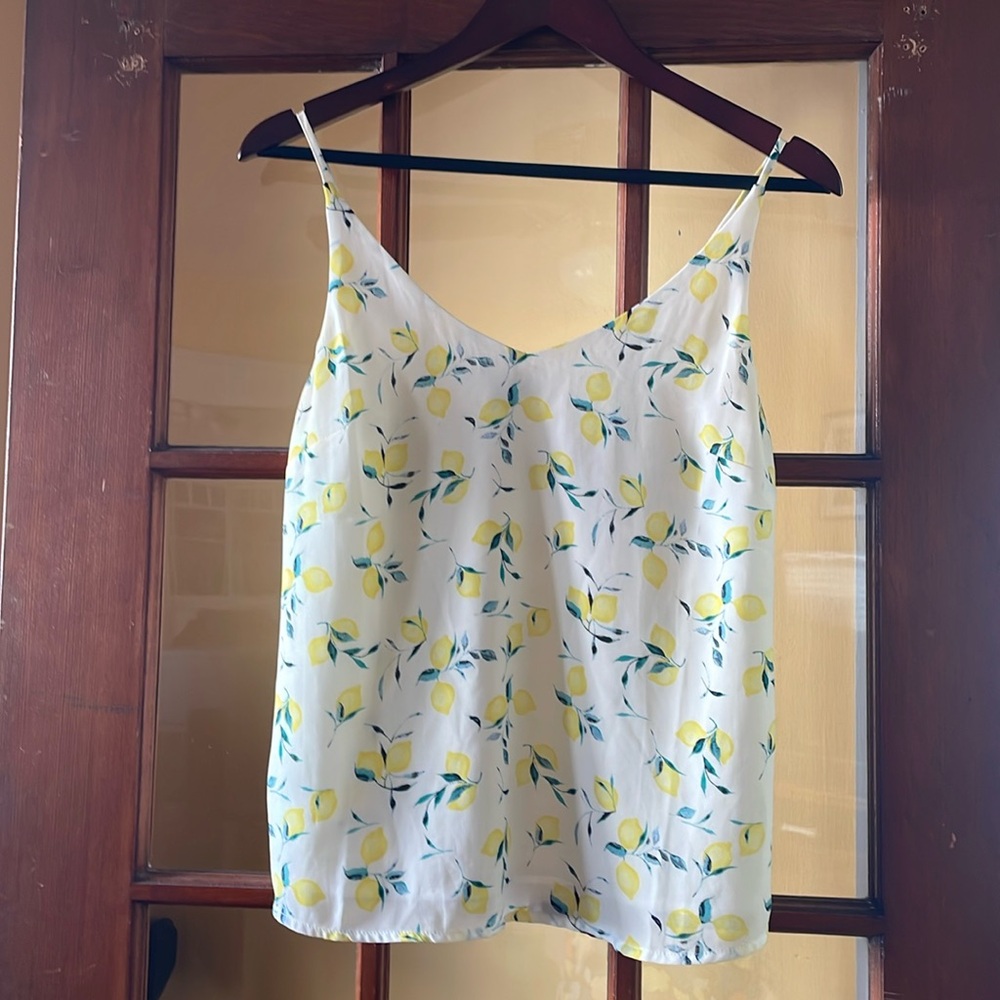 Banana Republic lemon pattern, sleeveless adjustable thin strap, blouse
